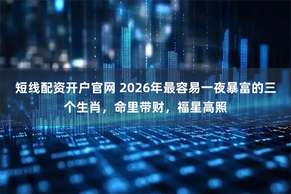 短线配资开户官网 2026年最容易一夜暴富的三个生肖，命里带财，福星高照